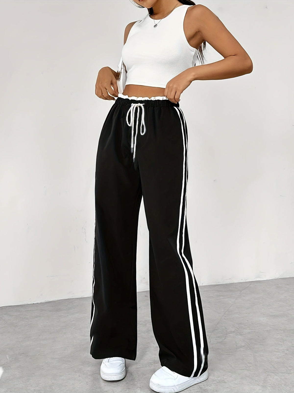Dames sportieve high | Pantalones Jogging Altos con Rayas