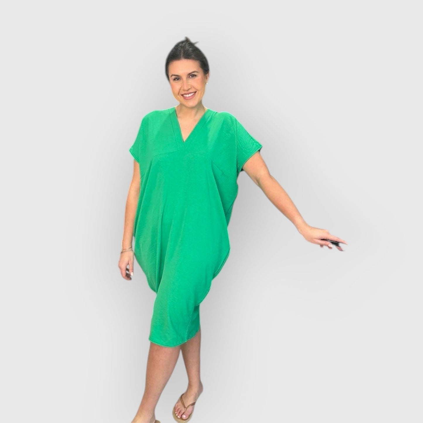 Aveline | Vestido MIDI De Manga Corta Con Cuello en V