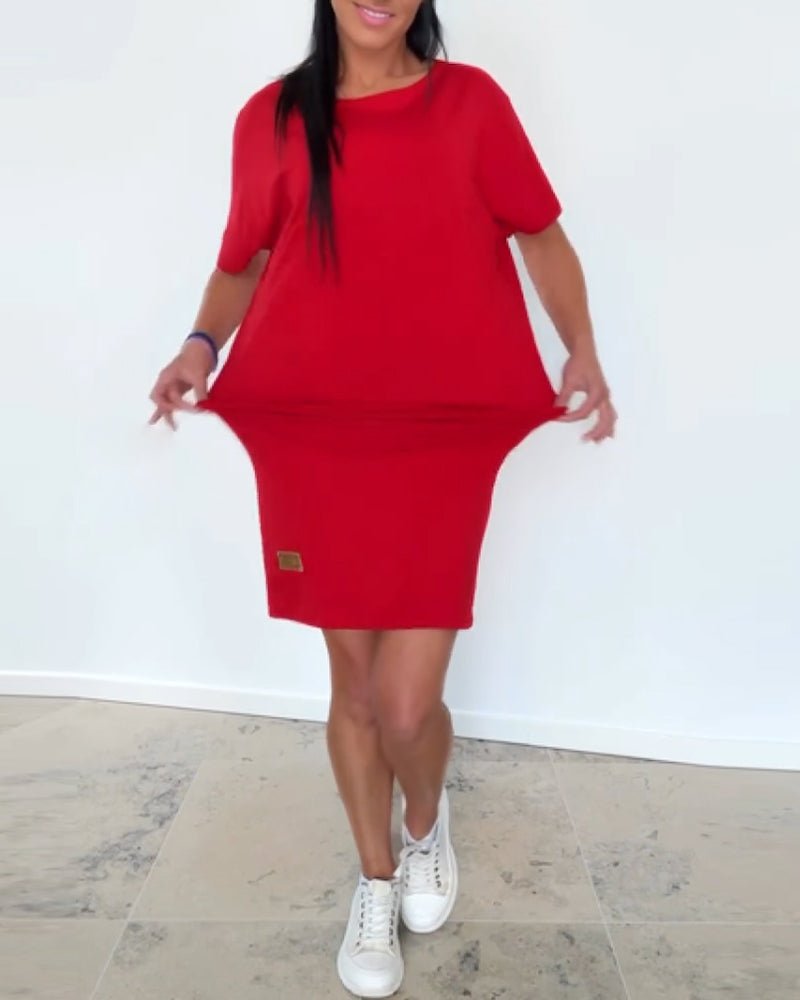 Phuthi - Vestido Camiseta de Manga Corta Elástico