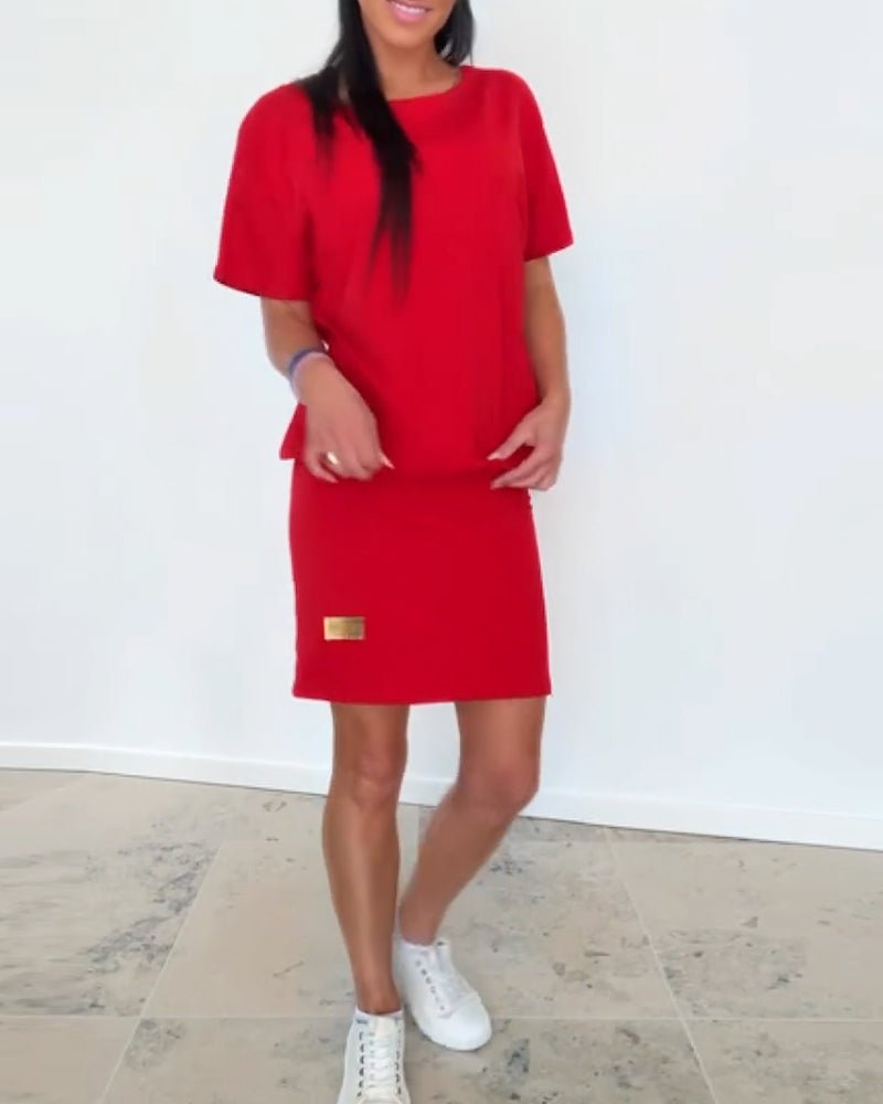 Phuthi - Vestido Camiseta de Manga Corta Elástico