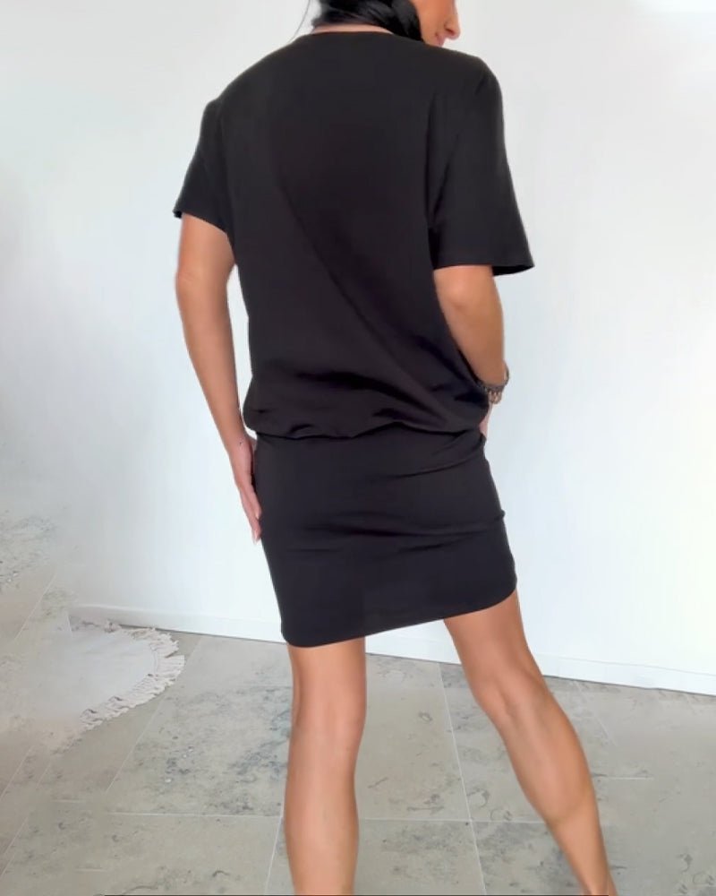 Phuthi - Vestido Camiseta de Manga Corta Elástico