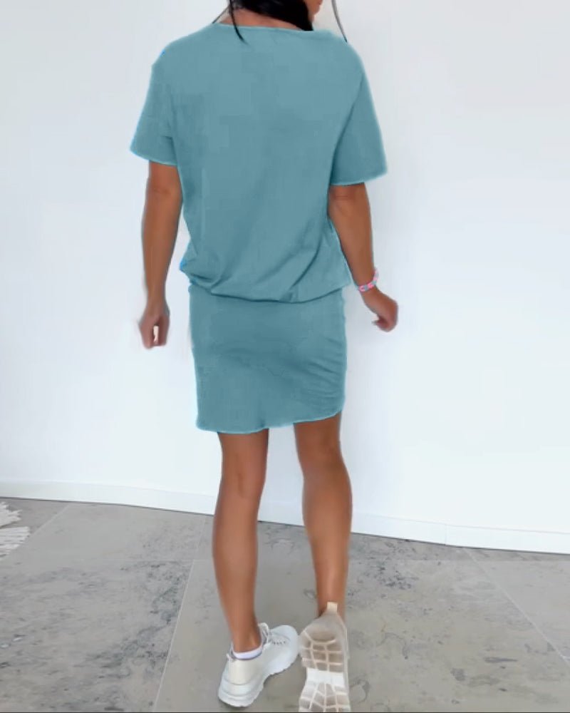 Phuthi - Vestido Camiseta de Manga Corta Elástico