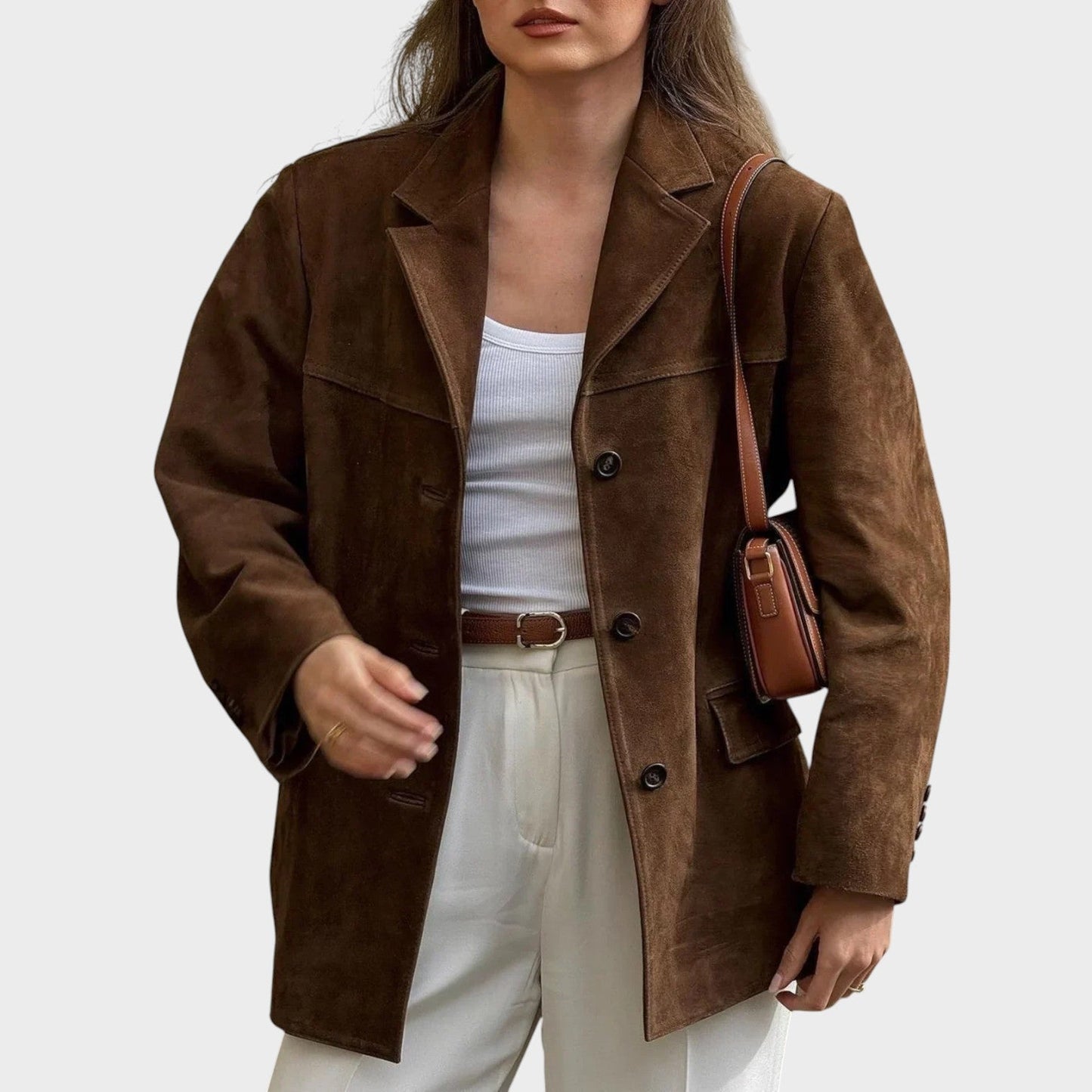 Eline | Chaqueta Con Acabado Estilo Ante y Solapas con Muesca