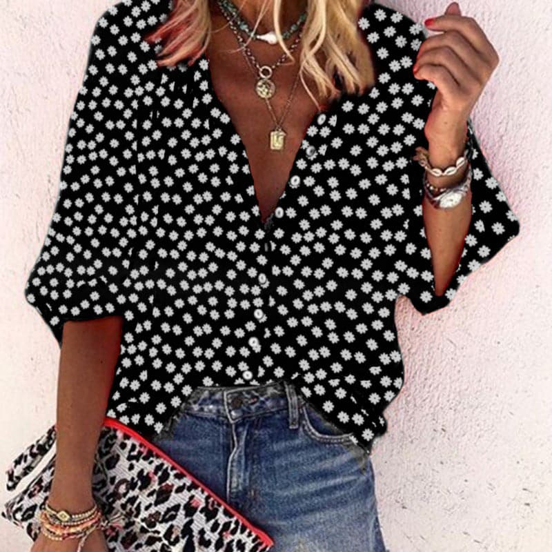 Nathally | Blusa Estampada Floral Con Cuello en V