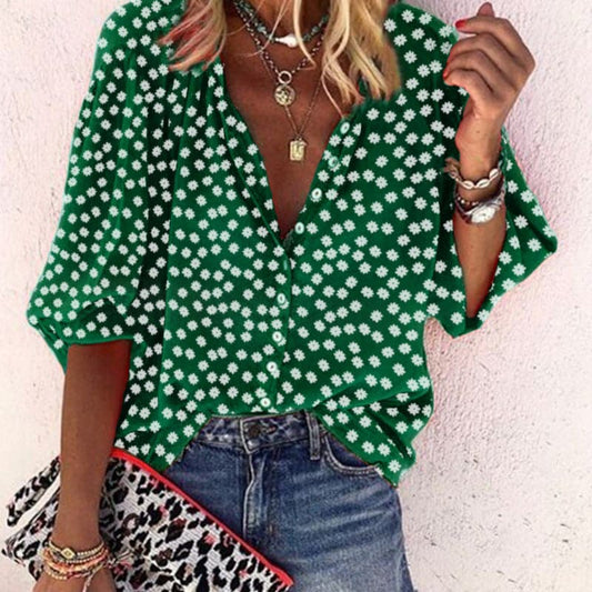 Nathally | Blusa Estampada Floral Con Cuello en V