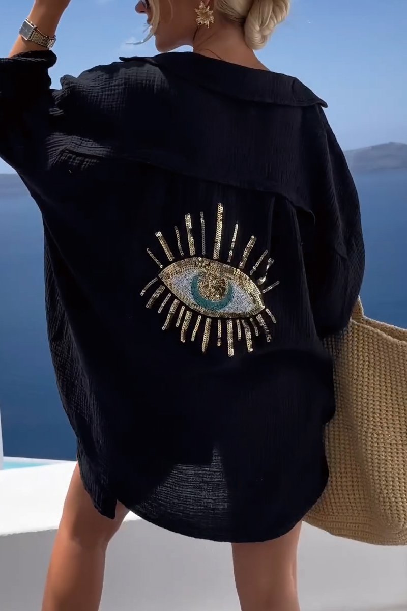 Eliza - Camiseta Oversize de Manga Larga con Estampado en la Espalda