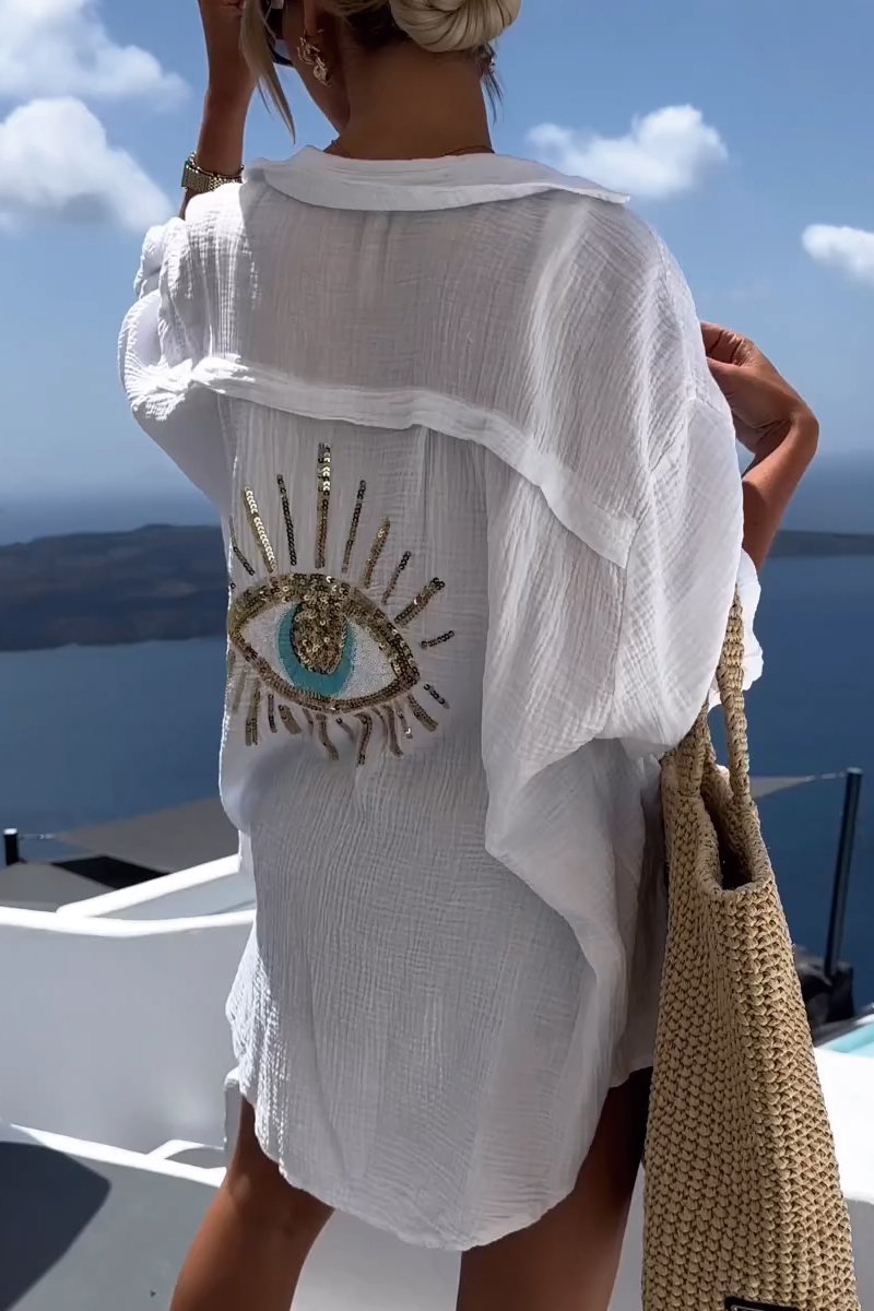 Eliza - Camiseta Oversize de Manga Larga con Estampado en la Espalda