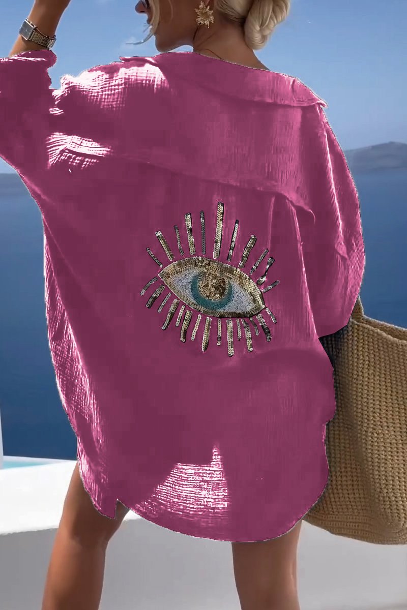 Eliza - Camiseta Oversize de Manga Larga con Estampado en la Espalda