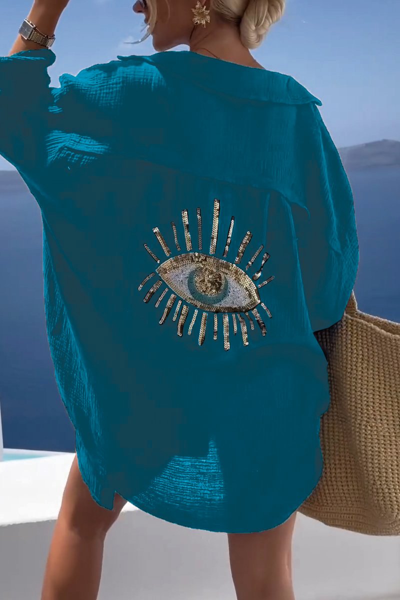 Eliza - Camiseta Oversize de Manga Larga con Estampado en la Espalda