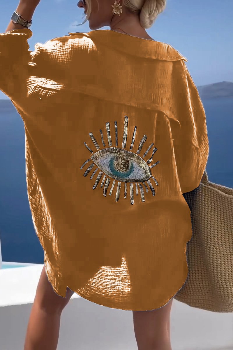 Eliza - Camiseta Oversize de Manga Larga con Estampado en la Espalda