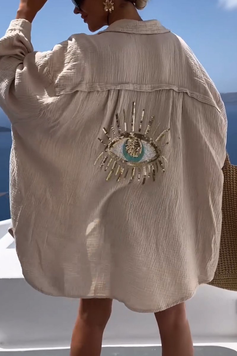 Eliza - Camiseta Oversize de Manga Larga con Estampado en la Espalda