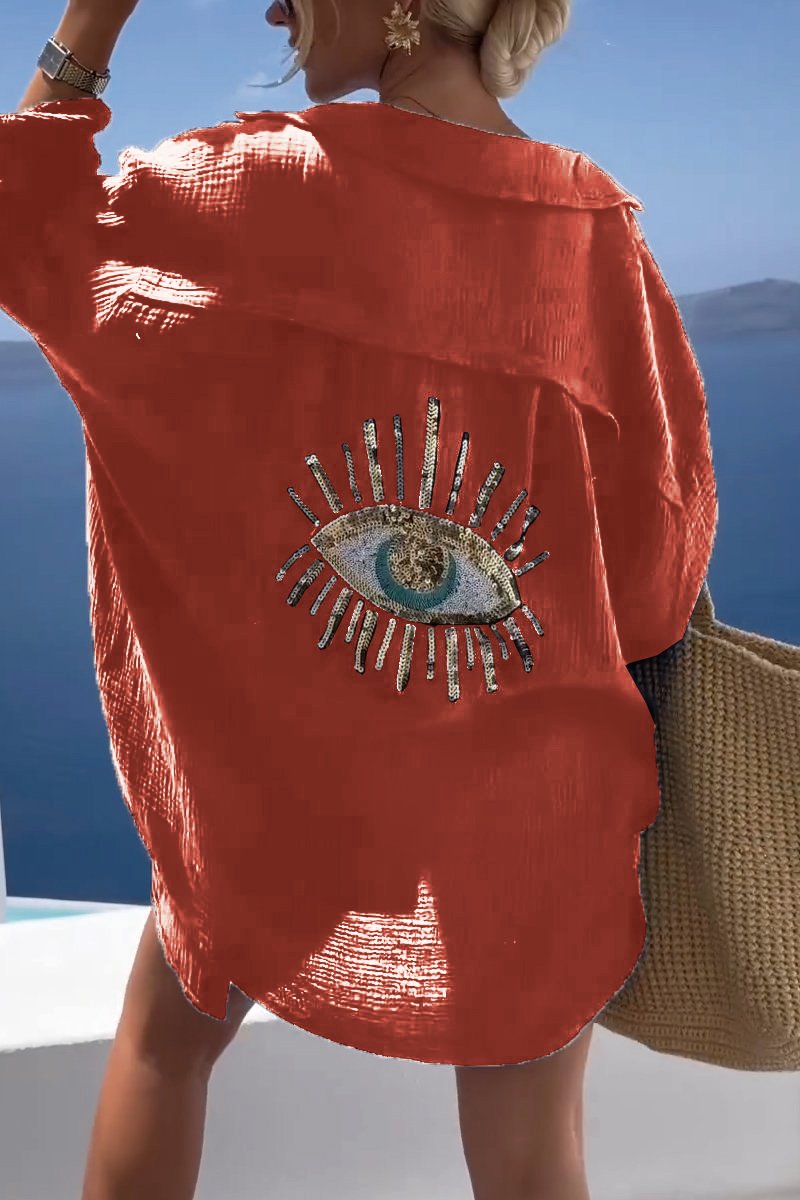 Eliza - Camiseta Oversize de Manga Larga con Estampado en la Espalda
