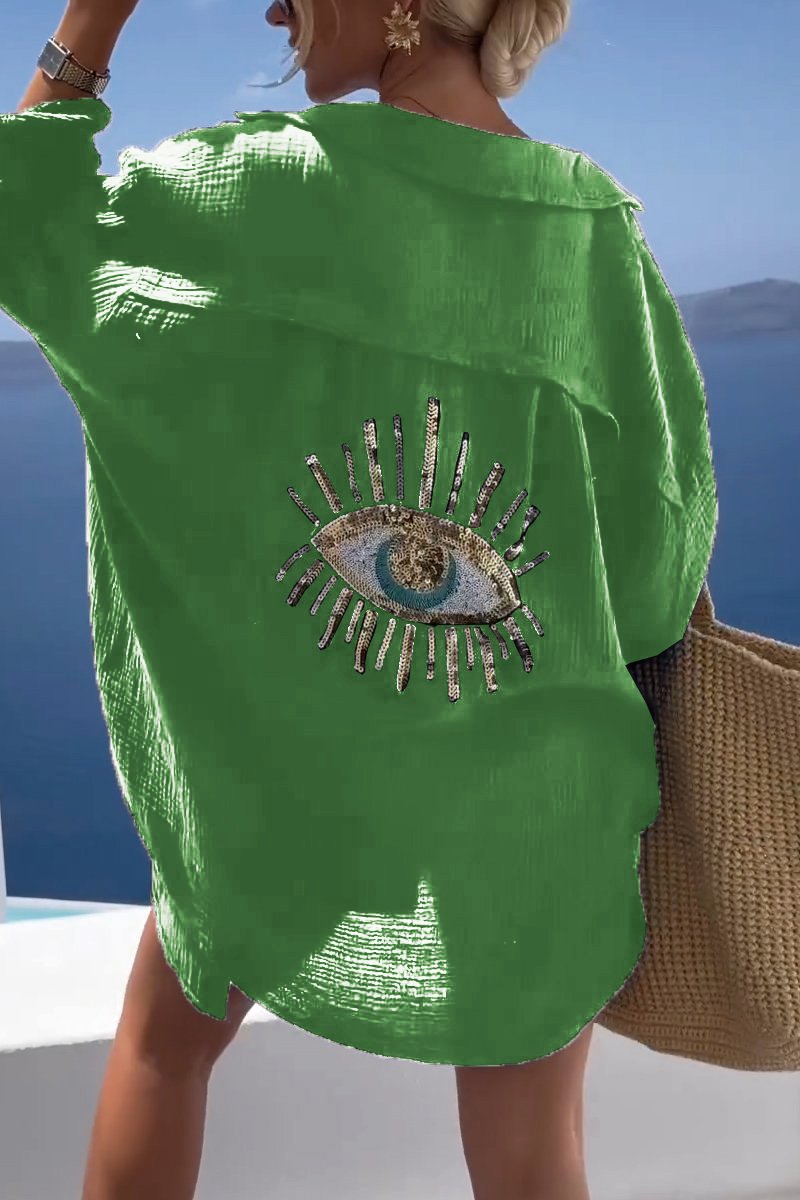 Eliza - Camiseta Oversize de Manga Larga con Estampado en la Espalda