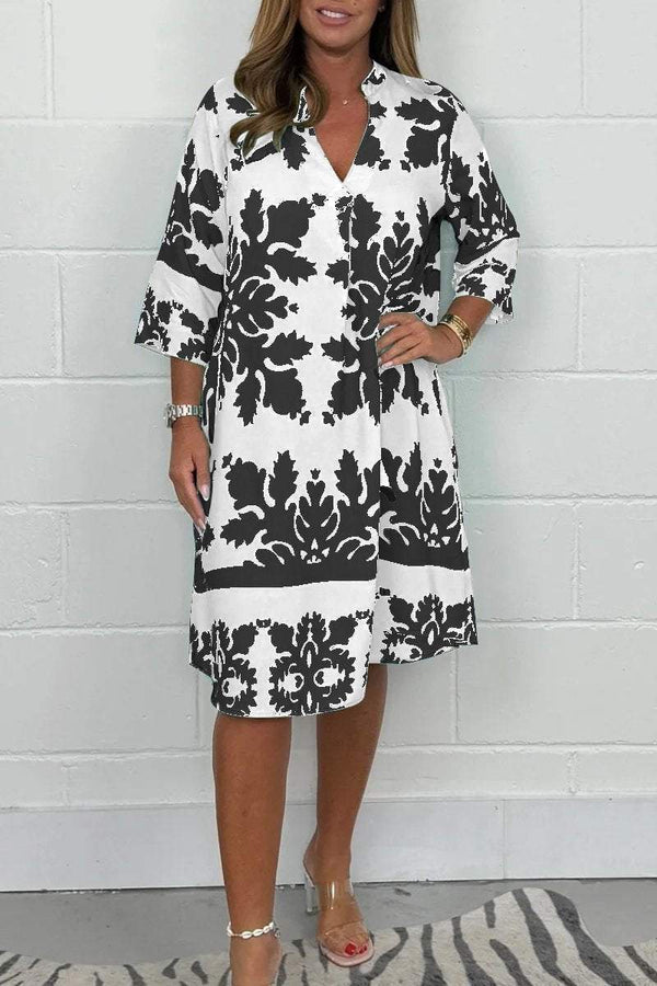 Tammy - Vestido Midi Con Cuello en V y Estampado Floral
