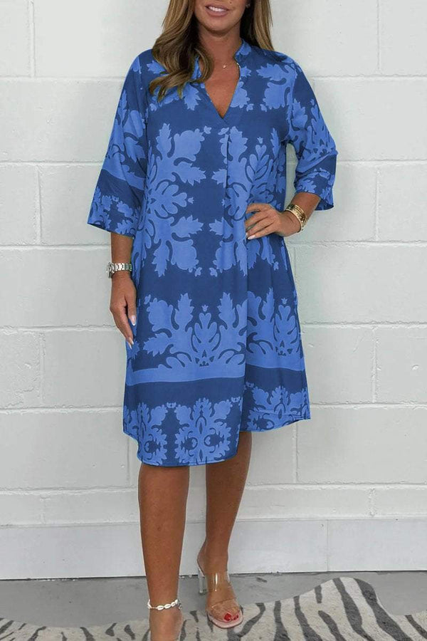 Tammy - Vestido Midi Con Cuello en V y Estampado Floral