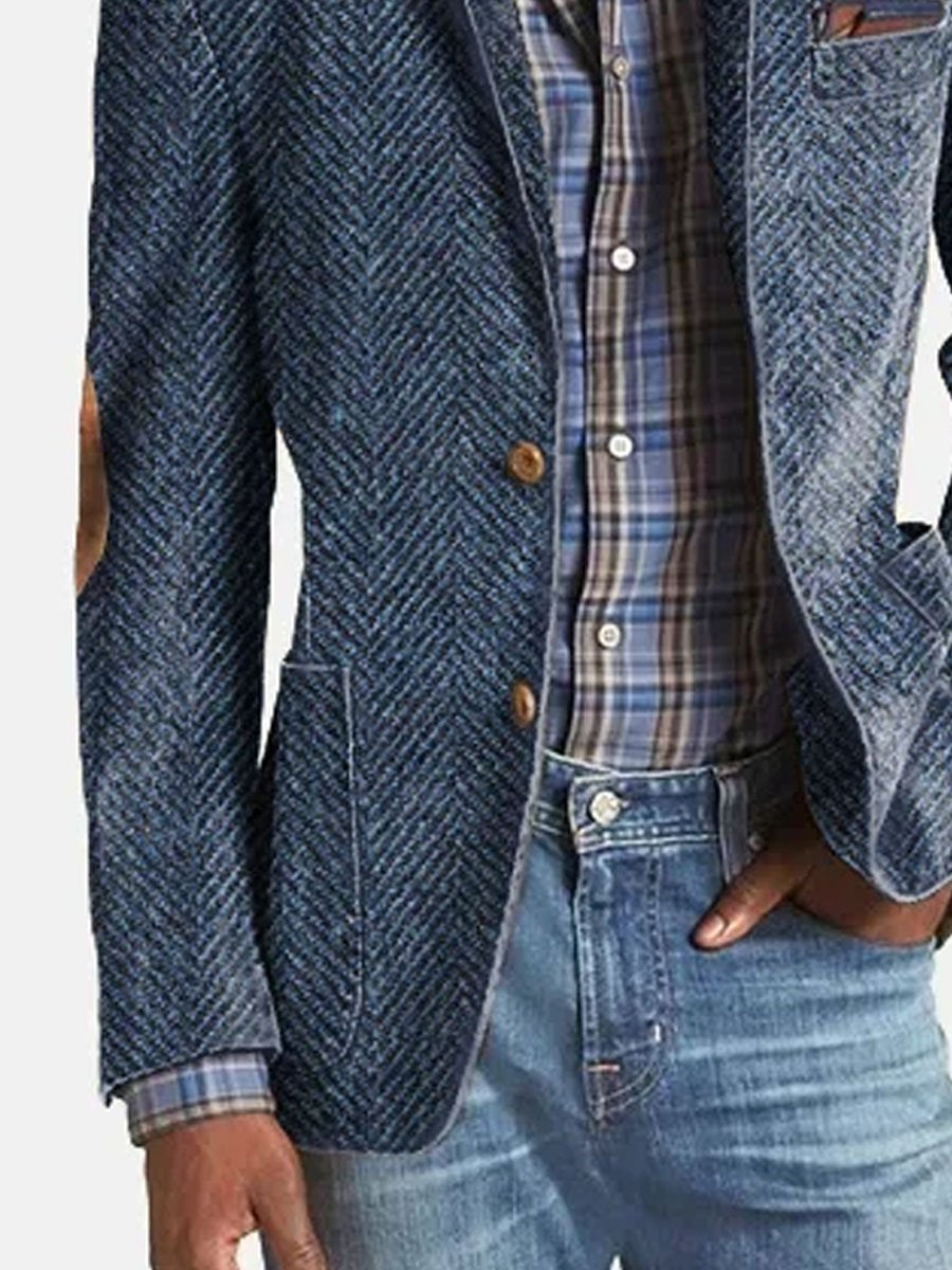 Elon | Blazer Hombre Espiga Con Parches