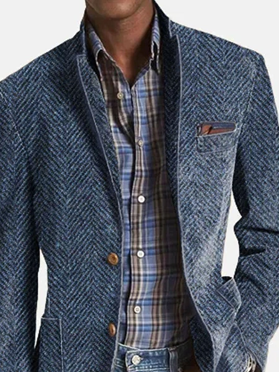 Elon | Blazer Hombre Espiga Con Parches
