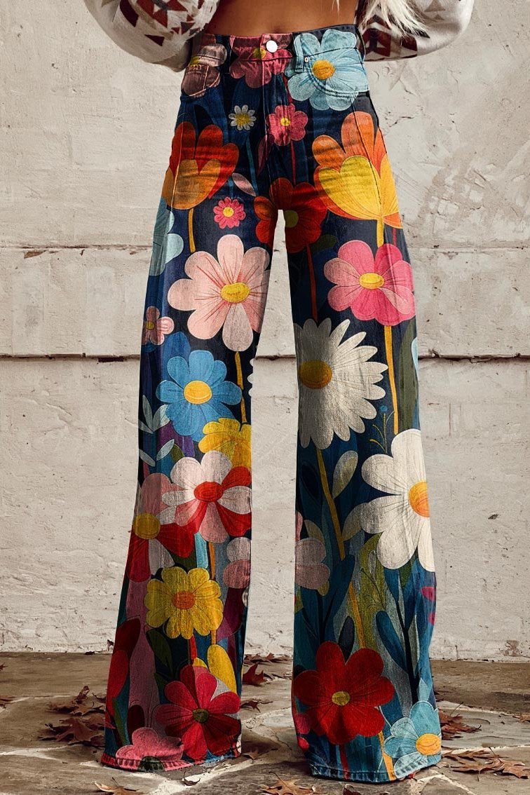 Mailin | Pantalones Anchos Con Estampado De Bengalas