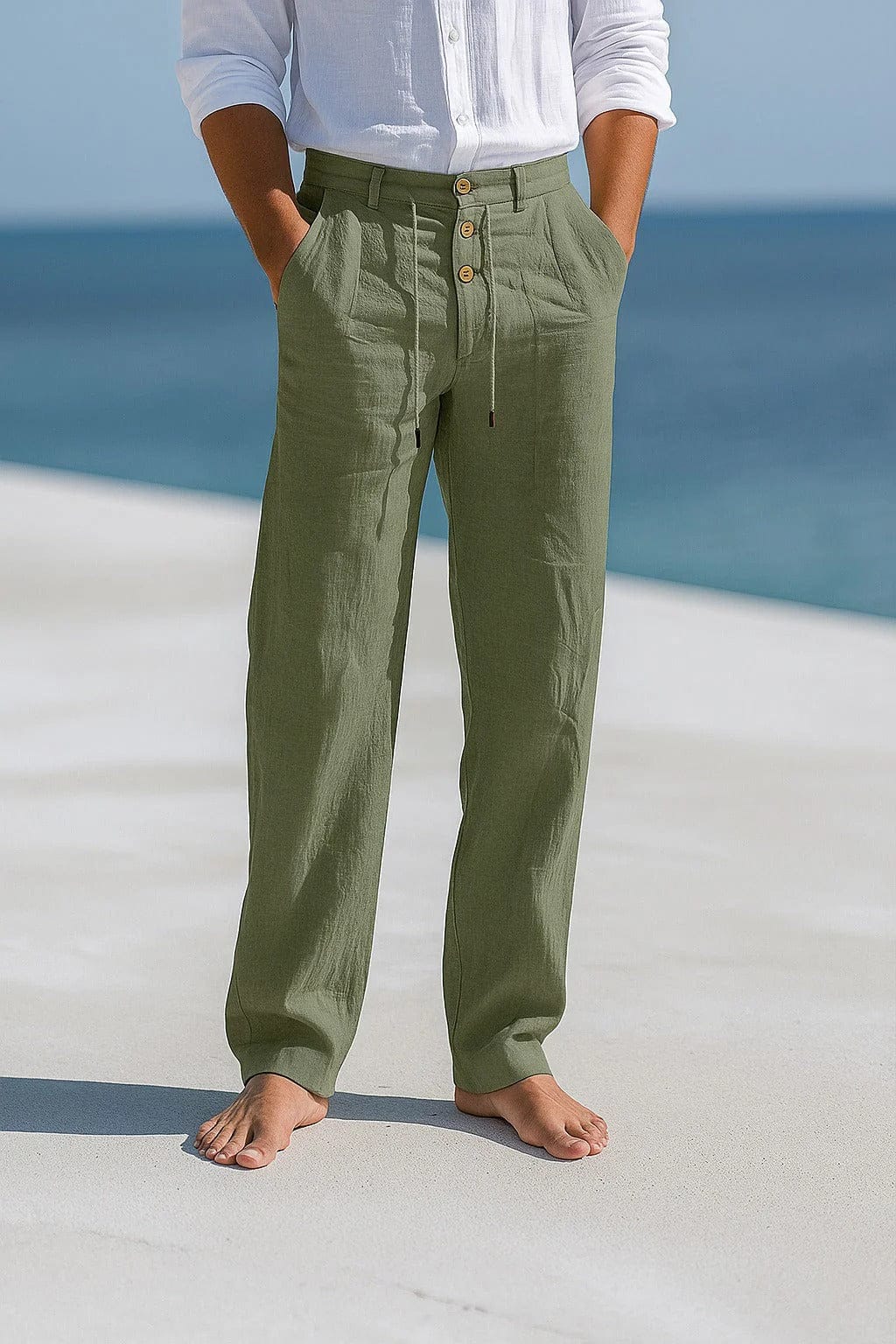 Jevaun | Pantalones Estilo Lino Con Cordón