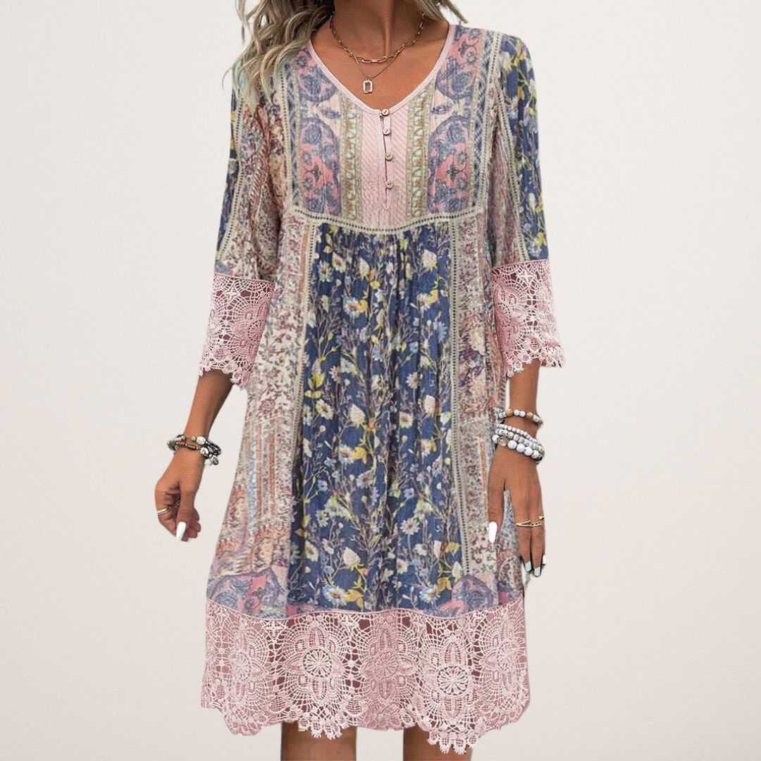 Tegan | Vestido Midi Floral con Encaje