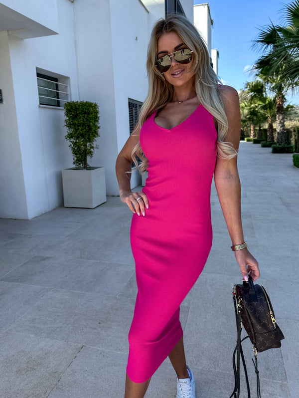 Latasha | Conjunto de Vestido midi de Manga Larga con Cuello en V