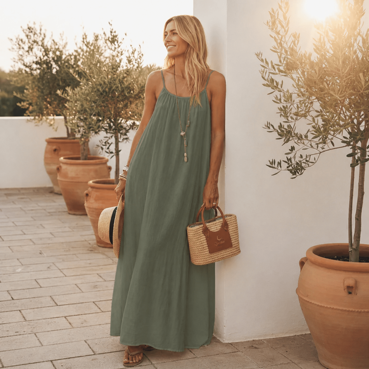 Diandra | Vestido Largo Sin Mangas Con Escote Redondo