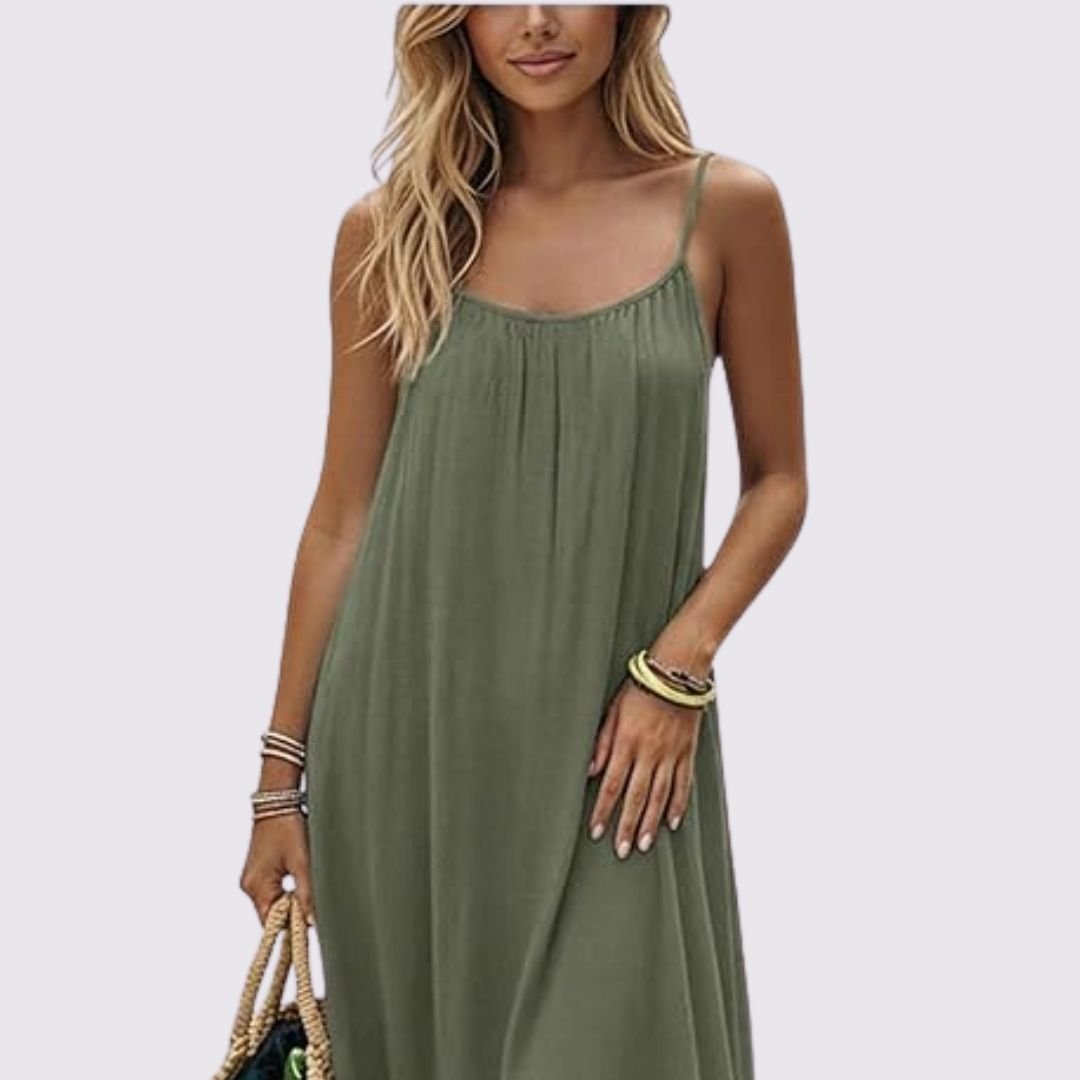 Diandra | Vestido Largo Sin Mangas Con Escote Redondo