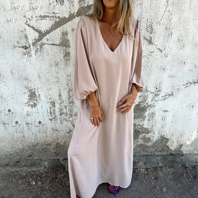 Loosia | Vestido Maxi Con Bolsillos Cuello V