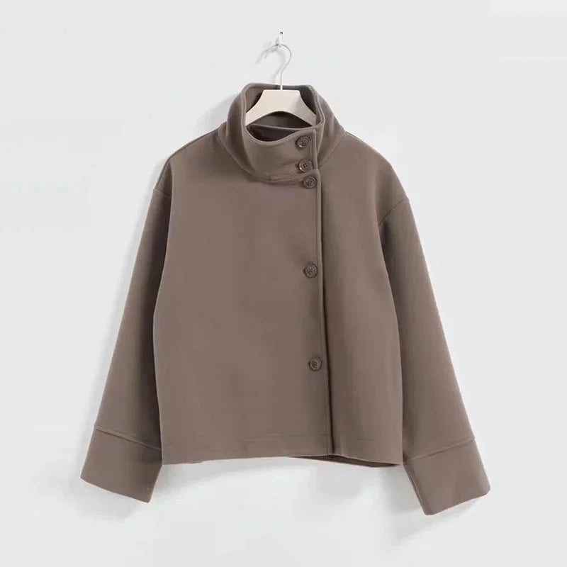 Vivioelis | Chaqueta Corta con Cuello Alto y Botones