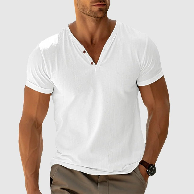 Eligio | Camiseta Henley de Punto Manga Corta