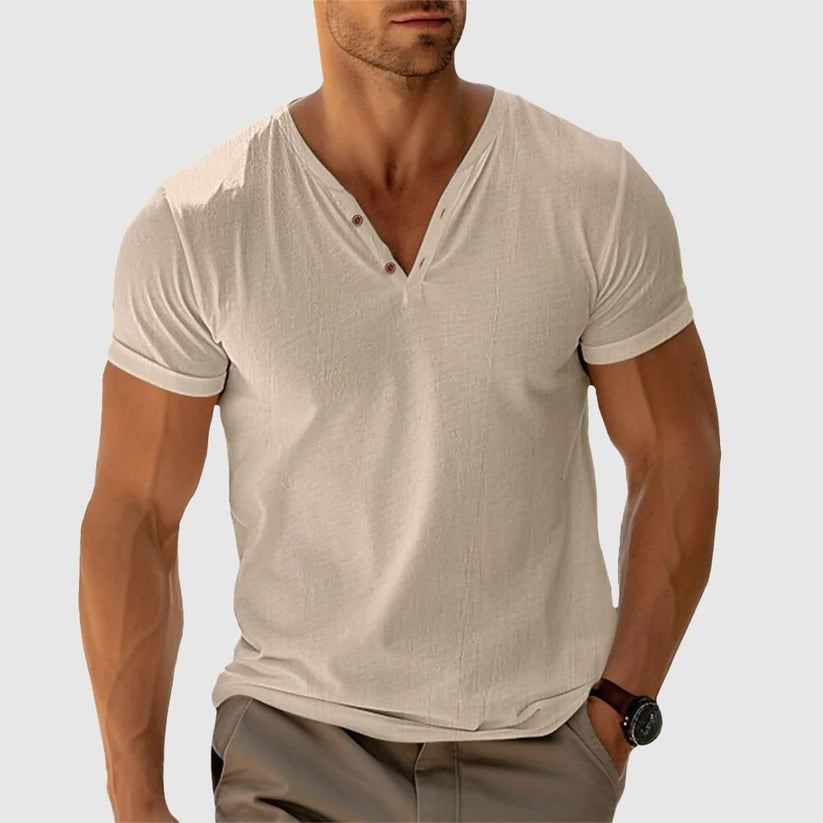 Eligio | Camiseta Henley de Punto Manga Corta