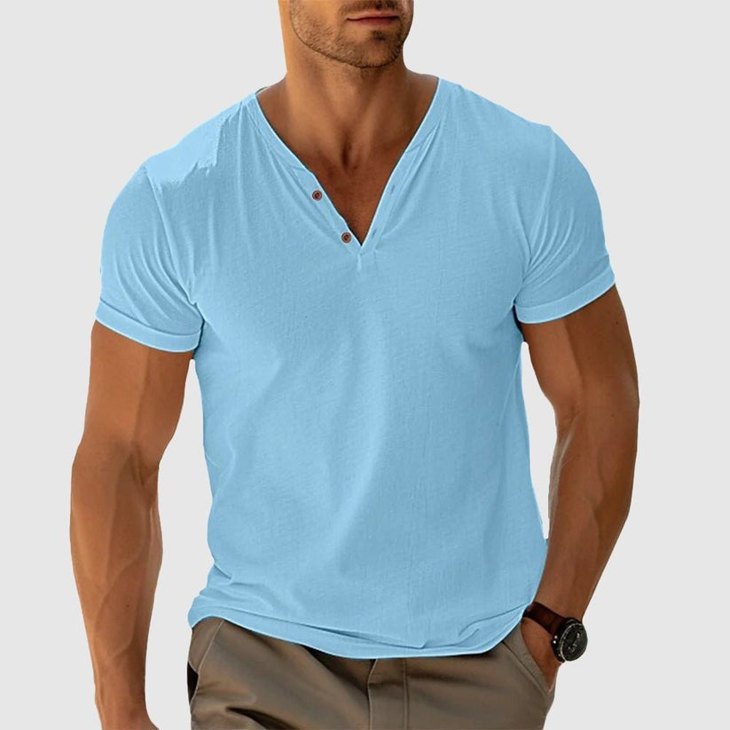 Eligio | Camiseta Henley de Punto Manga Corta