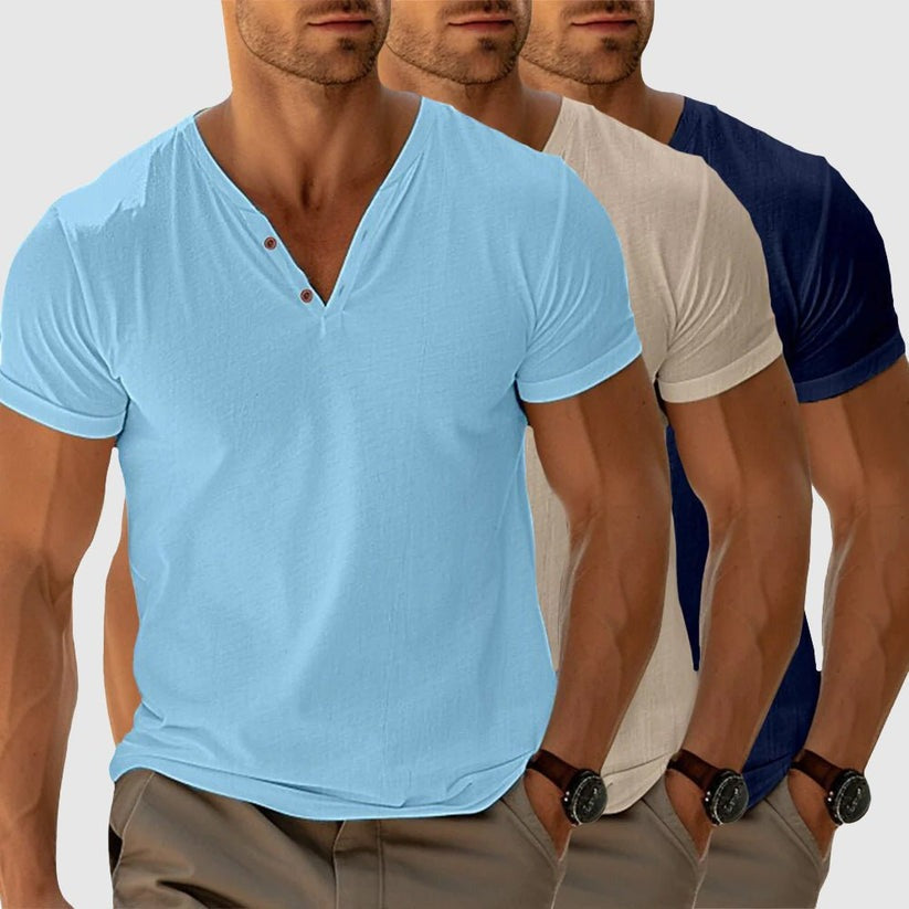 Eligio | Camiseta Henley de Punto Manga Corta