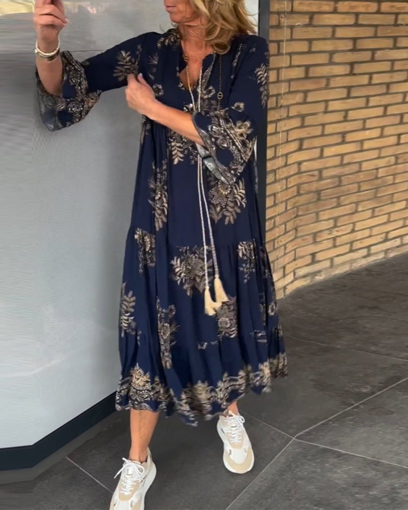 Hipatia | Vestido Maxi Floral Con Escote En V