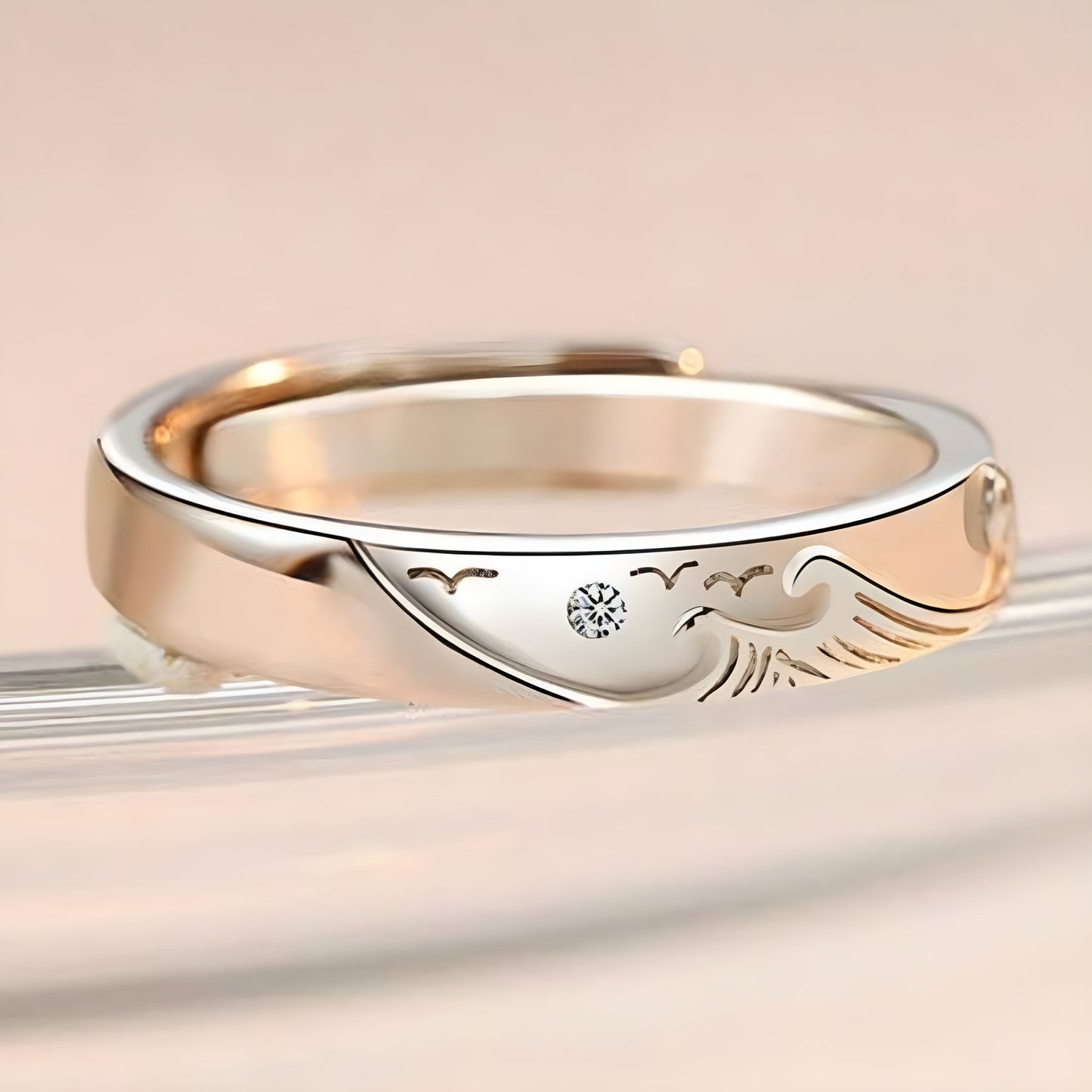 Mollie -  Conjunto de Anillos ajustables con Grabados Inspirados en la Naturaleza