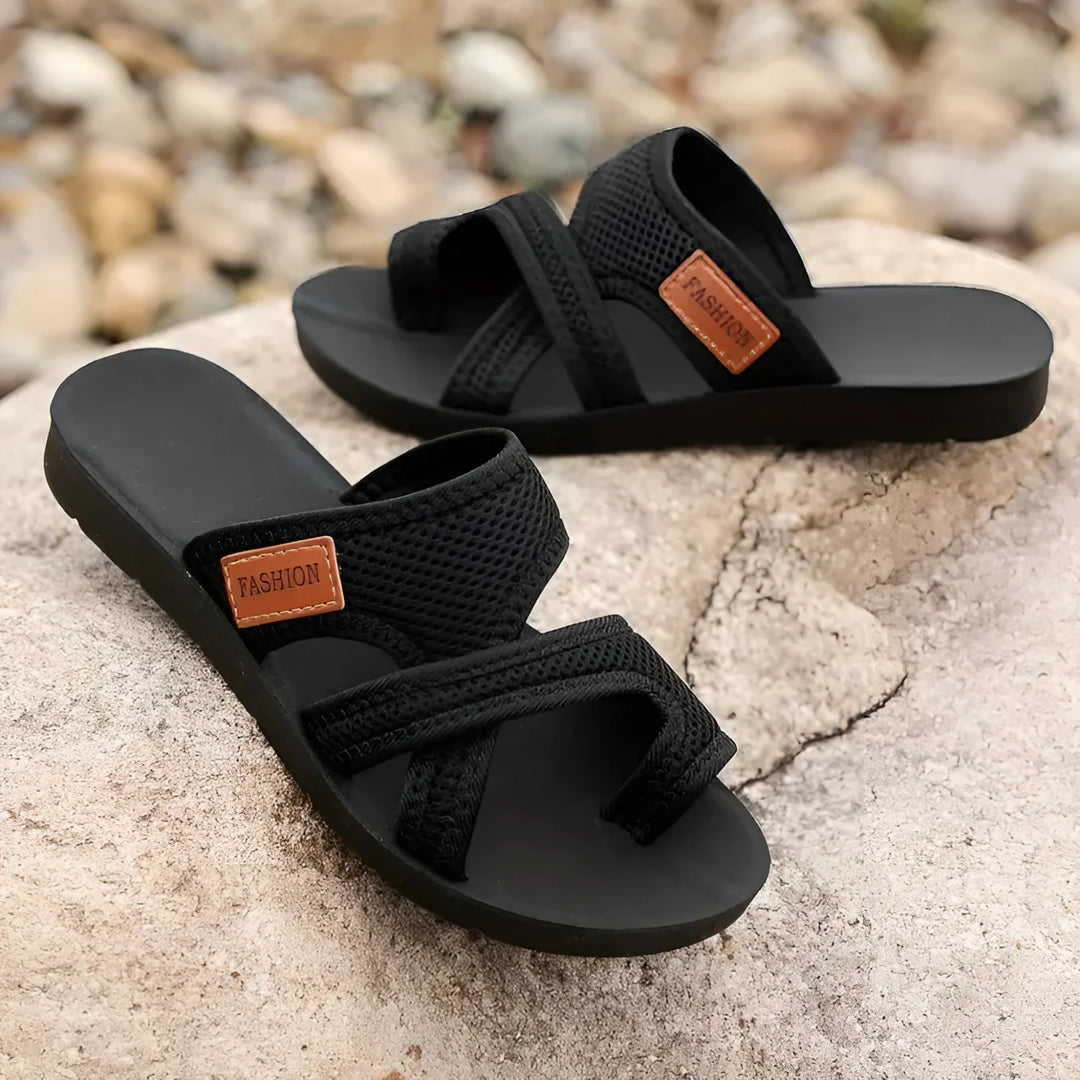 Layla | Sandalias Planas De Mujer Con Tiras De Malla Y Puntera Abierta