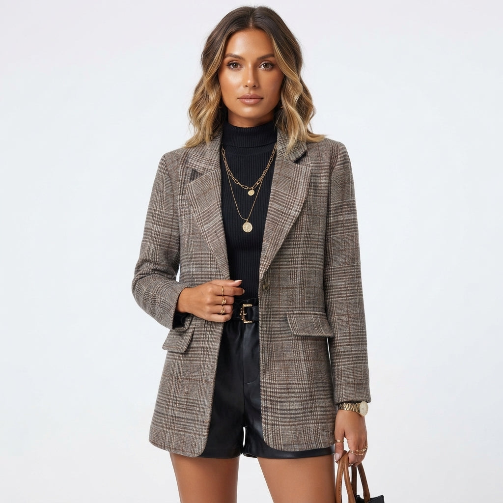 Nigel | Blazer con Cuadros y Solapas Notch
