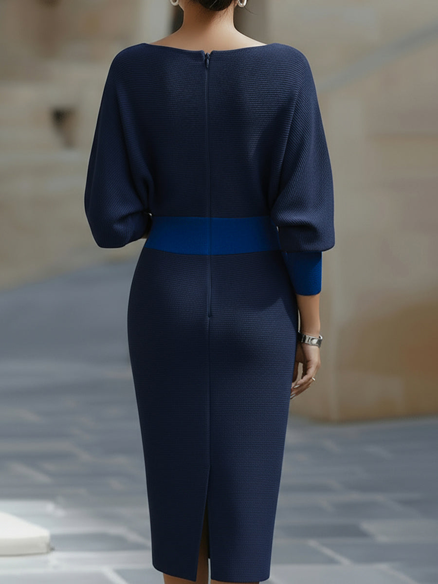 Amyy | Vestido MIDI De Punto Texturizado Con Mangas De Murciélago
