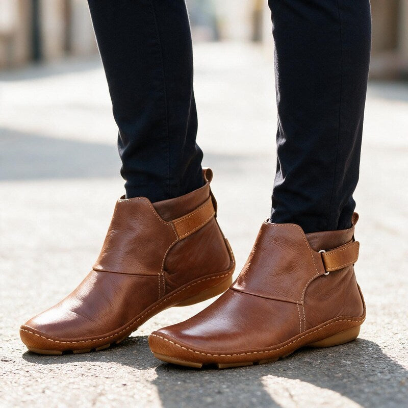 Oriaette | Botines de Cuero Suave con Suela Plana