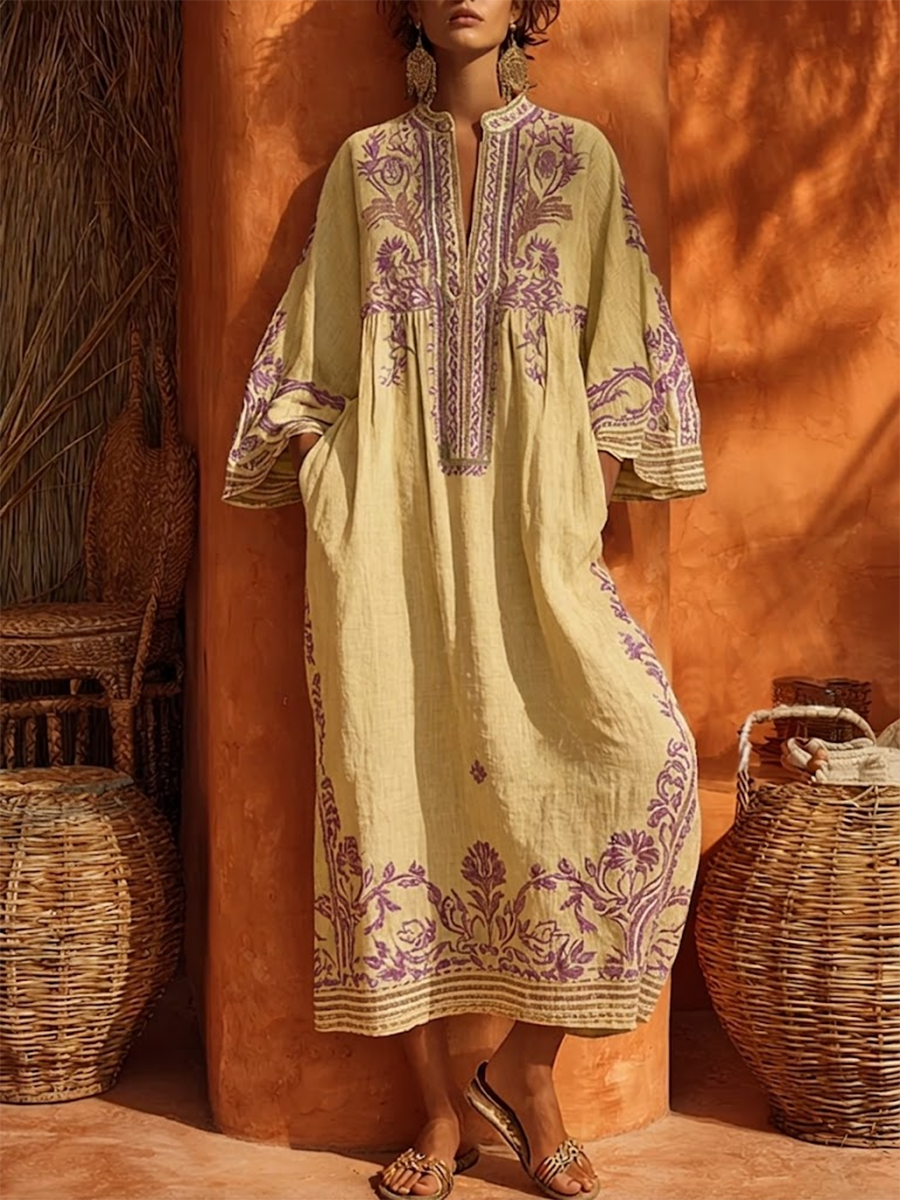 Sariana | Vestido Túnica midi con Mangas 3/4 y Bordados