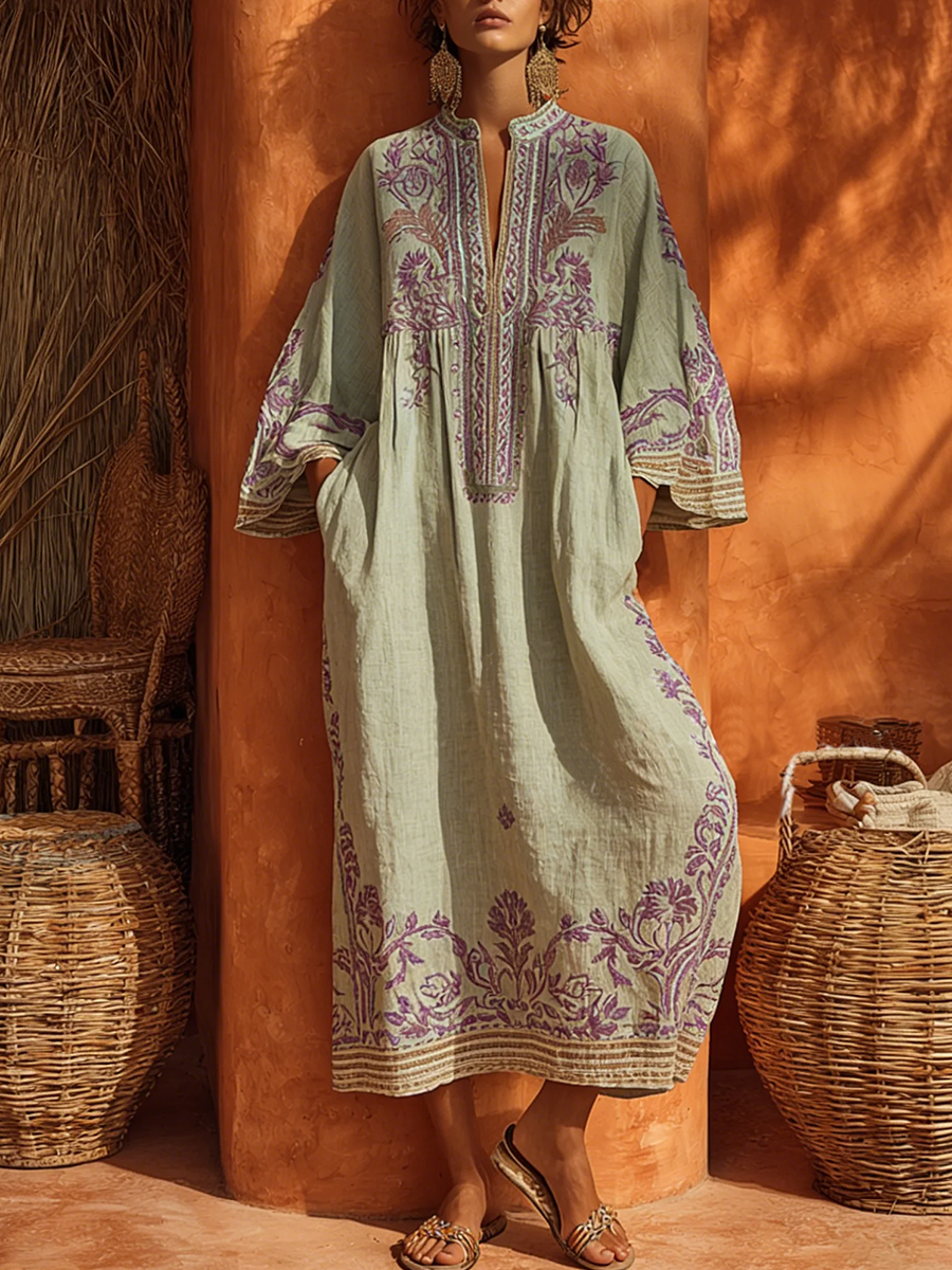 Sariana | Vestido Túnica midi con Mangas 3/4 y Bordados