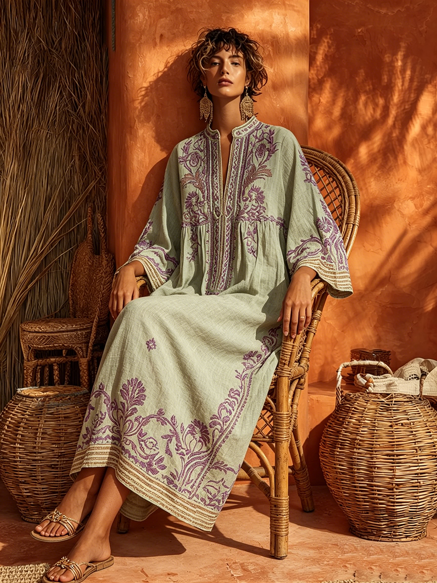 Sariana | Vestido Túnica midi con Mangas 3/4 y Bordados