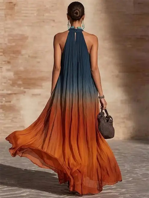 Naeela | Vestido Largo Sin Mangas Con Cuello Halter Y Efecto Degradado