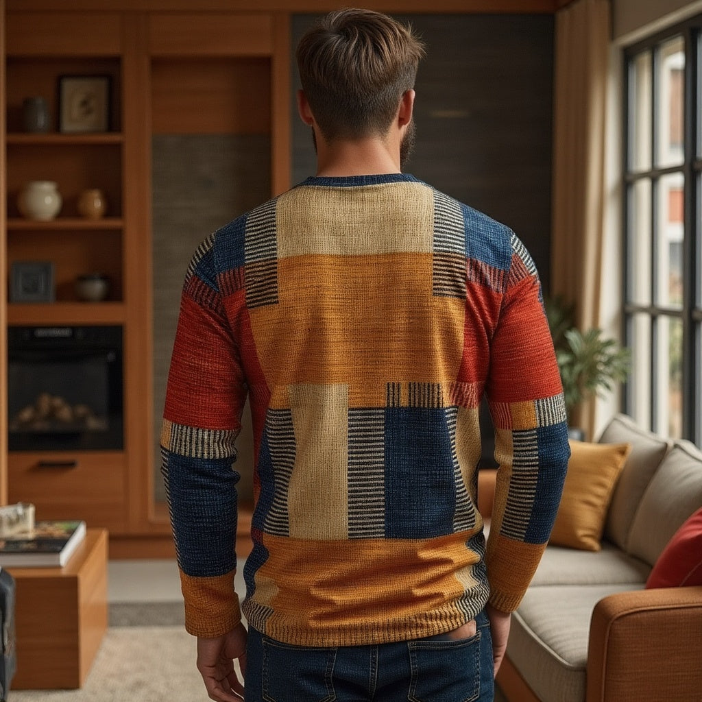 Cyprian | Camiseta Henley De Manga Larga Con Diseño Patchwork