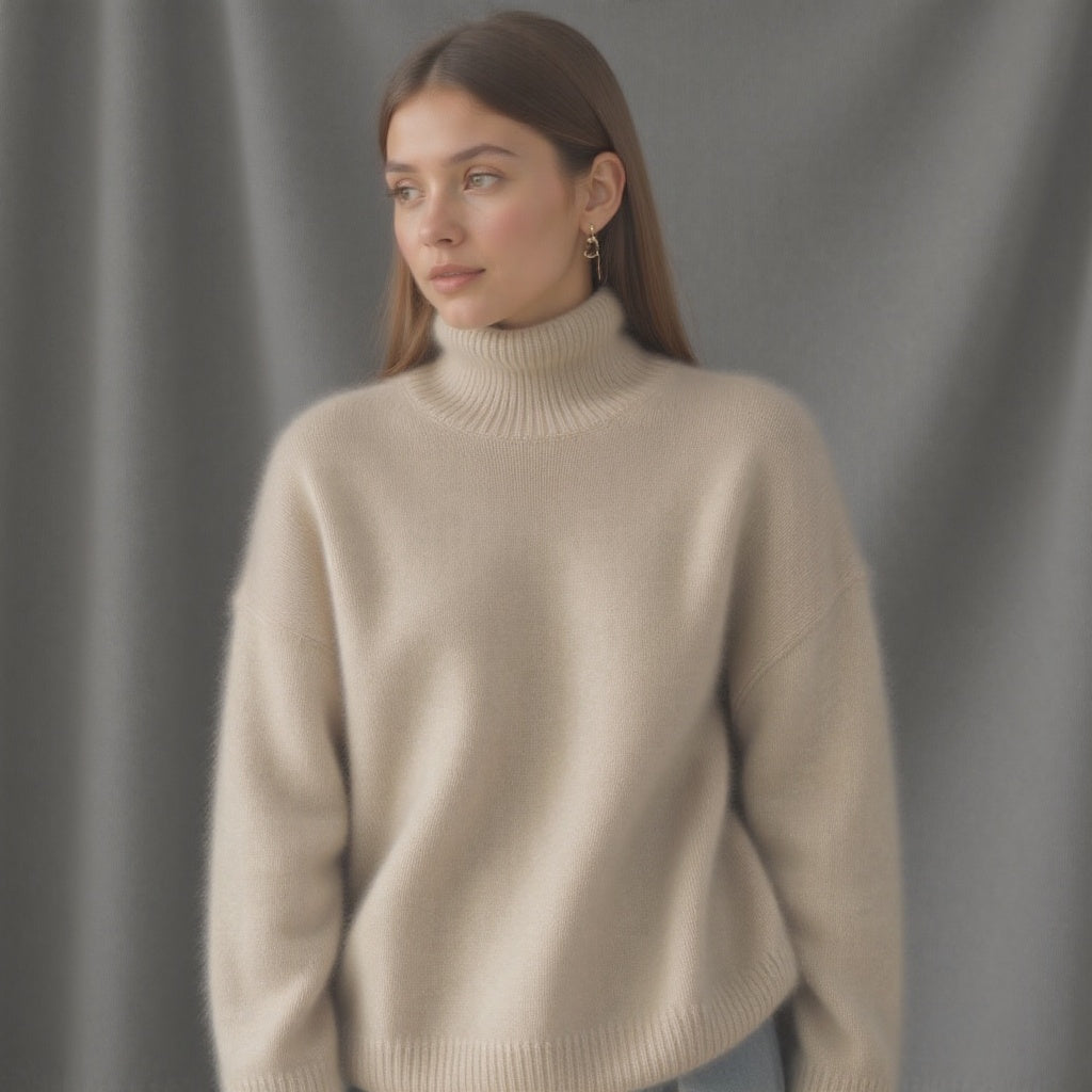 Claranica | Suéter de Cachemira Oversized con Cuello Alto