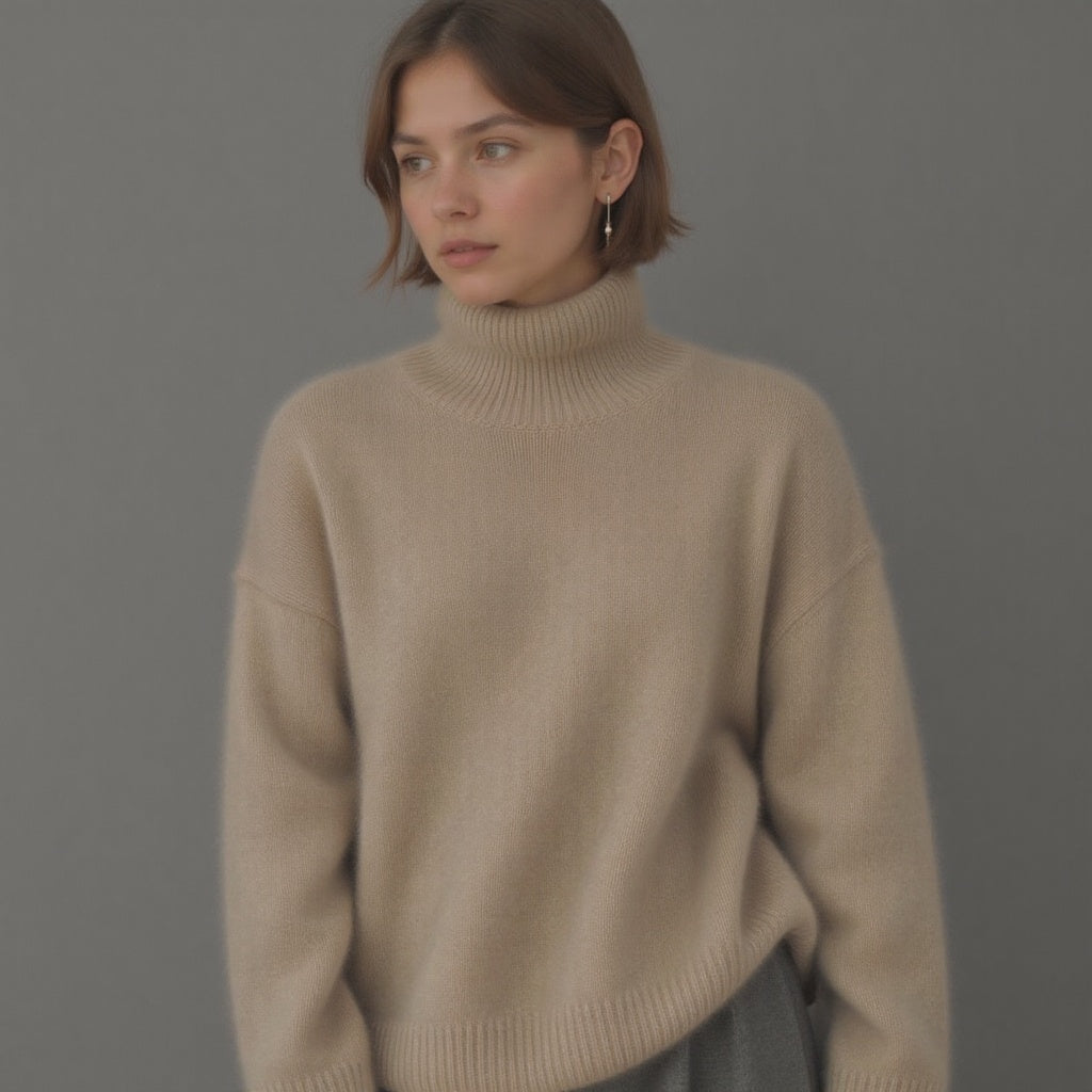 Claranica | Suéter de Cachemira Oversized con Cuello Alto