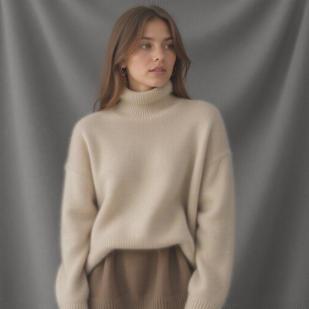Claranica | Suéter de Cachemira Oversized con Cuello Alto