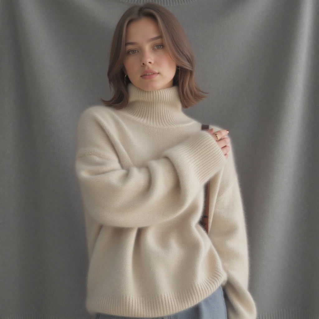 Claranica | Suéter de Cachemira Oversized con Cuello Alto