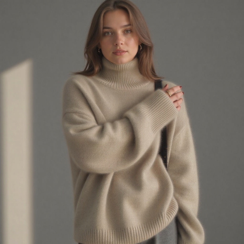 Claranica | Suéter de Cachemira Oversized con Cuello Alto