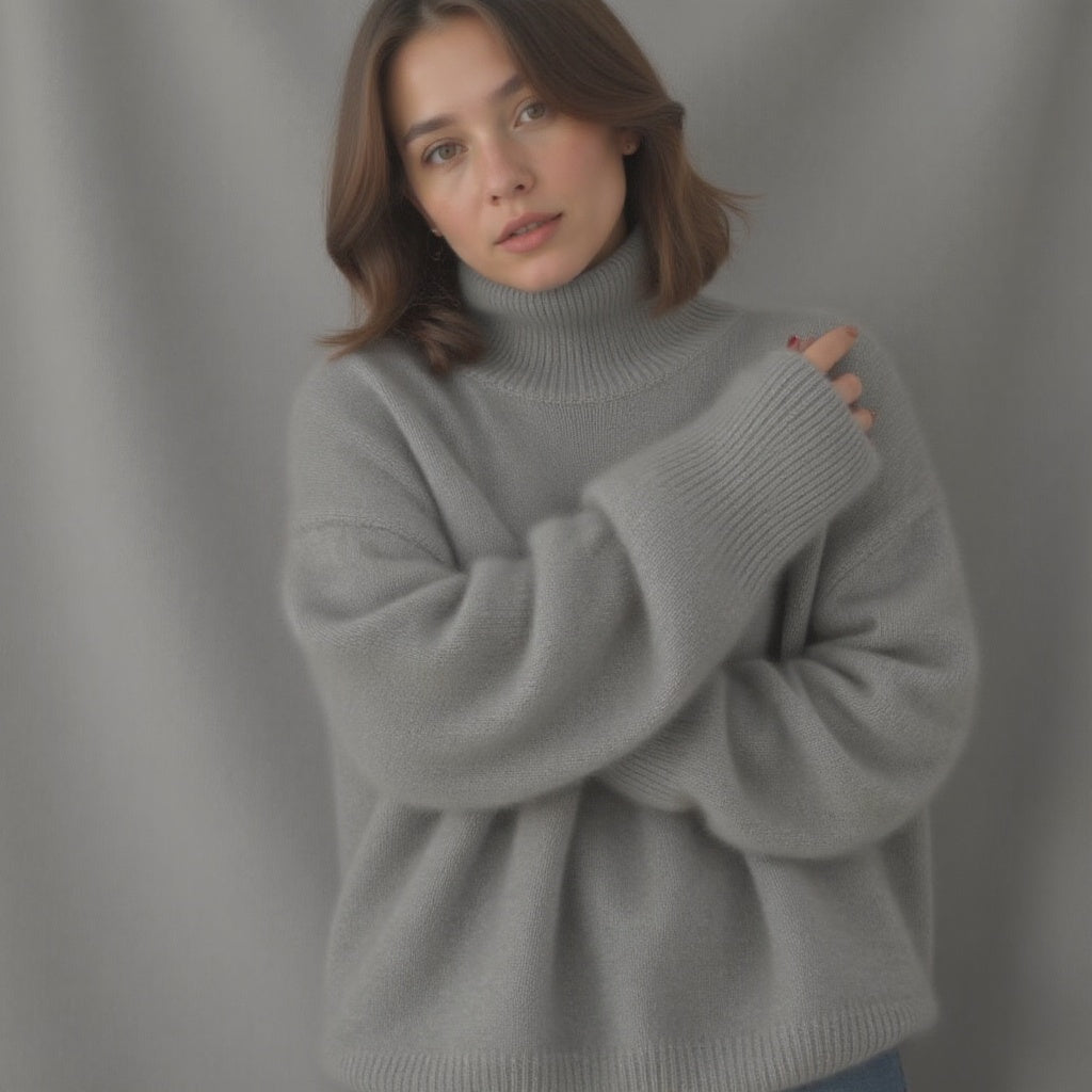 Claranica | Suéter de Cachemira Oversized con Cuello Alto